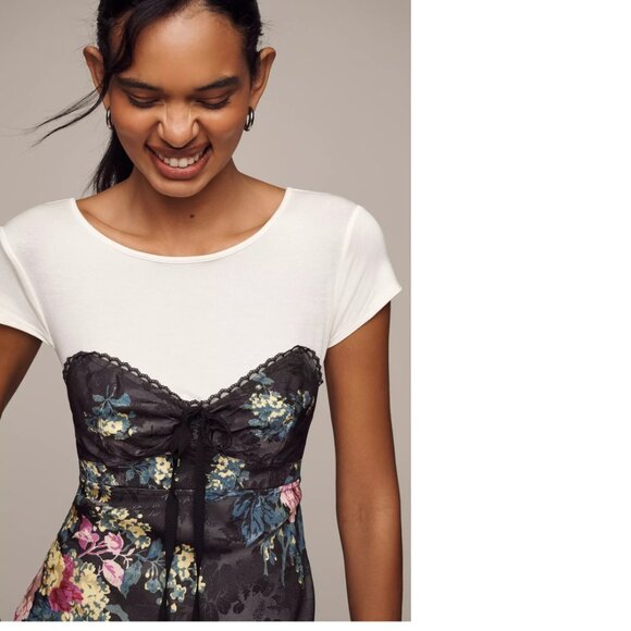 By Anthropologie Twofer Midi Slip FLORAL flower Dress size M new nwt - Picture 4 of 6